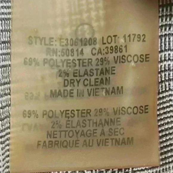 Elie Tahari Leena Straight Leg Pant‎ Black/White Plaid Women's Size 8 - Picture 5 of 9